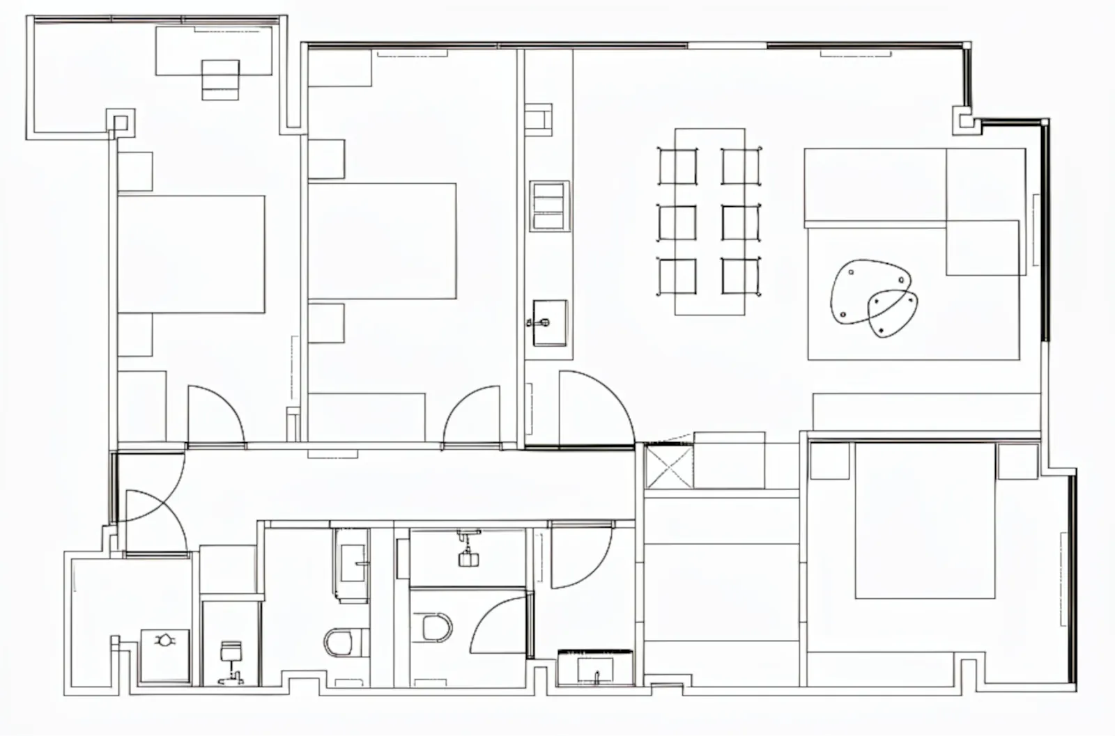 Plano de la nueva organización de una vivienda reformada integralmente en Lugo